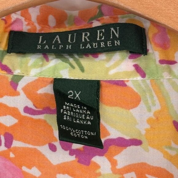 Lauren Ralph Lauren Womens Floral Button-Up Shirt size 2X plus Cotton - Picture 3 of 9